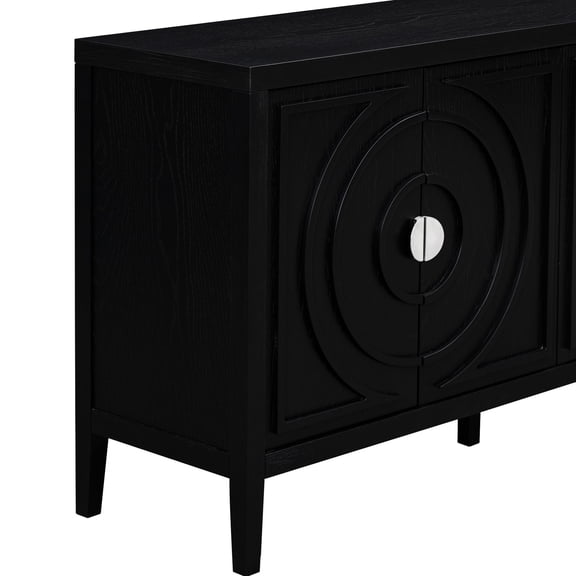 Circular Groove Design Retro Sideboard | Used in Dining and Living Areas | With Distressed and Painted Surface | Keeps Your Home Tidy