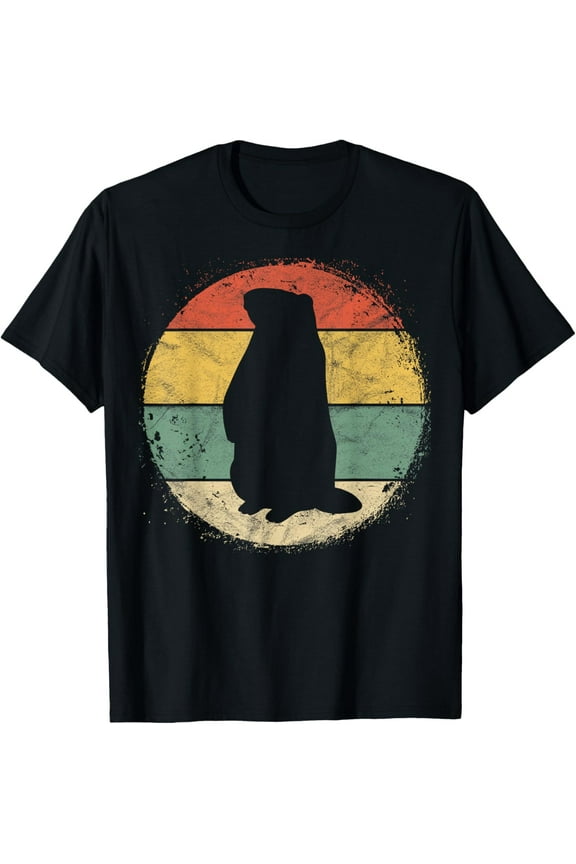 Circular Ground Hog Silhouette Gift Happy Groundhog Day T-ShirtMen's and women's gift, black and white T-shirt, size: Extra large S-4XL