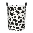 thumbnail image 1 of Circular Hamper Single Layer Laundry Basket Storage Basket Waterproof Single Layer Fabric With Handle Pe Support Strip Simple Cow Print Pattern, Vector Art Style_3 Small, 1 of 8