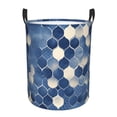thumbnail image 1 of Circular Hamper Single Layer Laundry Basket Storage Basket Waterproof Single Layer Fabric With Handle Pe Support Strip Snake Skin Print Style Doderblue_4 Medium, 1 of 8