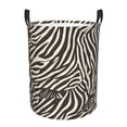 thumbnail image 1 of Circular Hamper Single Layer Laundry Basket Storage Basket Waterproof Single Layer Fabric With Handle Pe Support Strip Zebra Skin Print Style Saddlebrown_4 Medium, 1 of 8