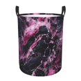 thumbnail image 1 of Circular Hamper Single Layer Laundry Basket Storage Basket Waterproof Single Layer Fabric With Handle Pe Support Strip Darkmagenta Marble_2 Small, 1 of 8