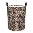 thumbnail image 1 of Circular Hamper Single Layer Laundry Basket Storage Basket Waterproof Single Layer Fabric With Handle Pe Support Strip Leopard-5 Small, 1 of 8