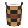 thumbnail image 1 of Circular Hamper Single Layer Laundry Basket Storage Basket Waterproof Single Layer Fabric With Handle Pe Support Strip Plaid Fall Camo Brown_4 Small, 1 of 8