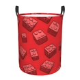 thumbnail image 1 of Circular Hamper Single Layer Laundry Basket Storage Basket Waterproof Single Layer Fabric With Handle Pe Support Strip Red Building Block Medium, 1 of 8
