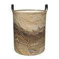 thumbnail image 1 of Circular Hamper Single Layer Laundry Basket Storage Basket Waterproof Single Layer Fabric With Handle Pe Support Strip Sandybrown Marble_4 Medium, 1 of 8