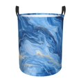 thumbnail image 1 of Circular Hamper Single Layer Laundry Basket Storage Basket Waterproof Single Layer Fabric With Handle Pe Support Strip Steelblue Marble_1 Small, 1 of 8