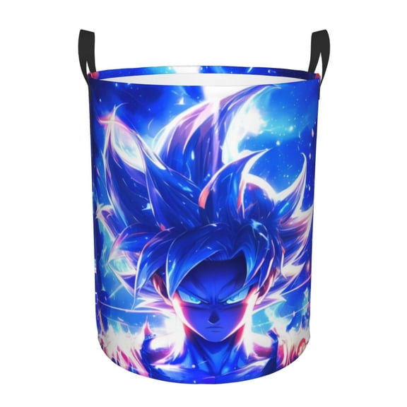 Circular Hamper with Handles Dragon Ball Laundry Basket Goku Dirty Clothes Storage Basket For Home Bathroom Small