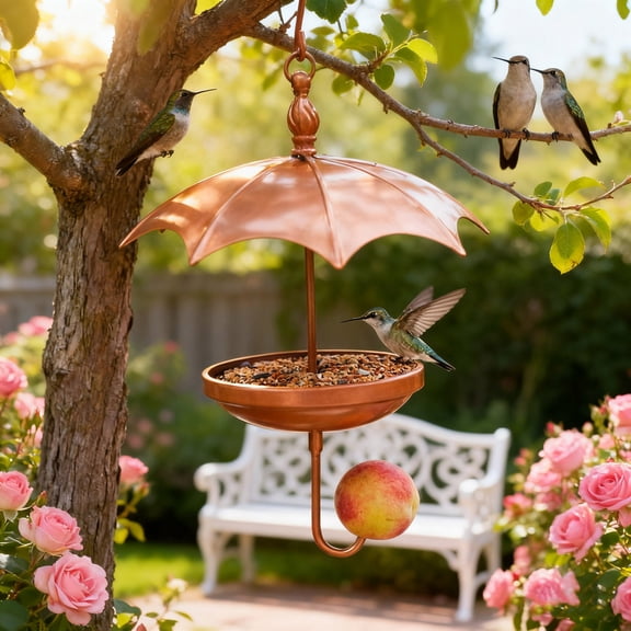 Circular Hanging Bird Feeder for Outdoors | Handcrafted Iron Garden Decor with Thickened Bowl | 1-Pack