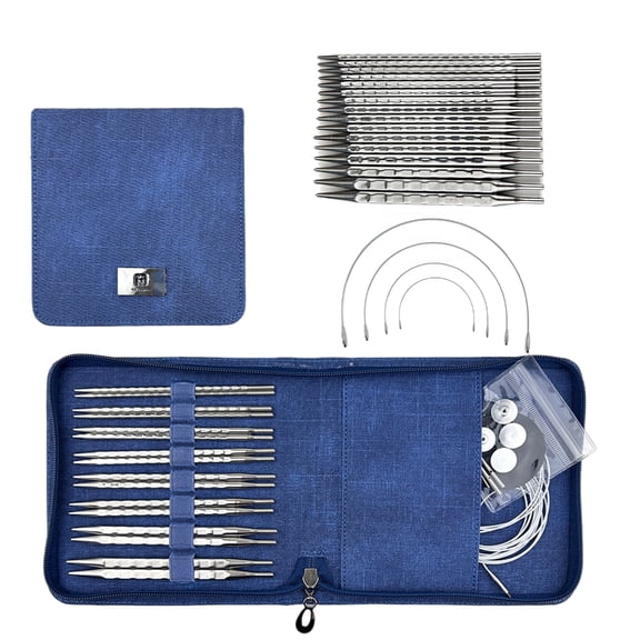 Short Square Knitting Needle Circular Knitting Needle Set Size 3.5mm-8.0mm Interchangeable Circular Needle Knitting Tool