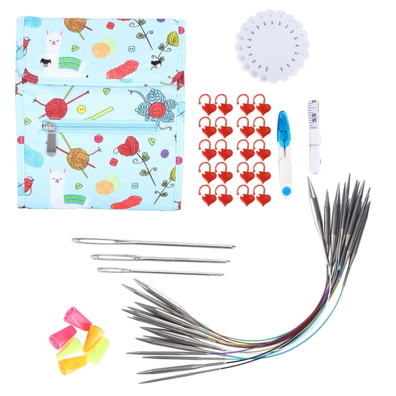 Circular Knitting Needles Set (14 Pieces), 39.4 inches / 100 cm Stainless Steel Round Knit Picks Options Craft Hand Weaving Crochet Hooks Kit for Sweater and Yarn Crafting