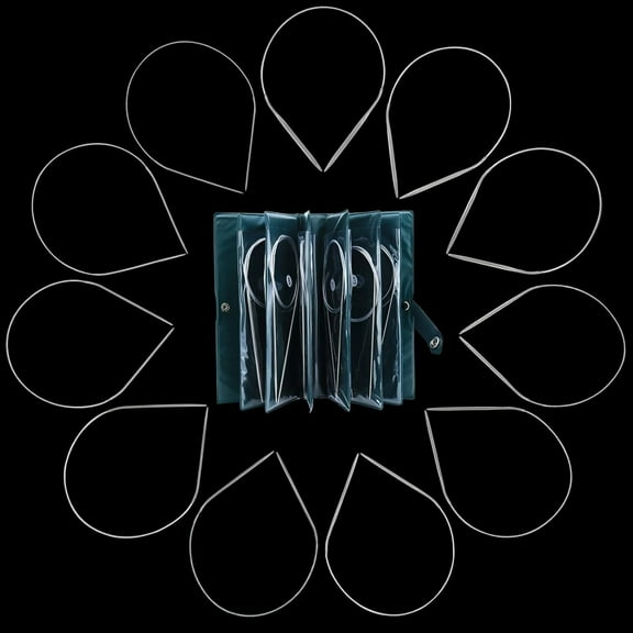 Circular Knitting Needles Set 40 cm 11pcs - Stainless Steel Double Pointed Round for Scarf Socks Sleeves(1.5-5 mm)