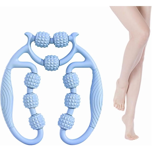 Circular Leg Clamp,2025 New Manual Massage Relax Roller with 9 Wheels,Clamp Leg Massager Multifunctional Ring Roller Neck Hand Arm Muscle Relaxer for Indoor Sports Yoga