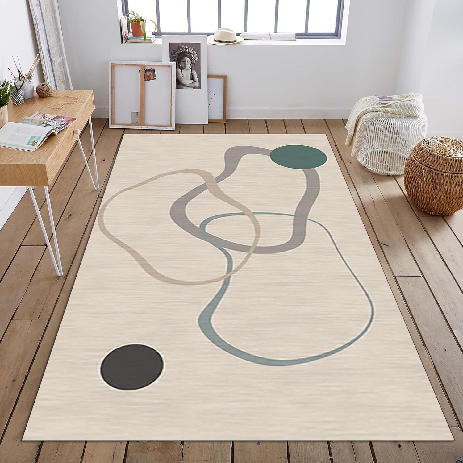 Circular Line Pattern Rug, Simple Art Floor Mat, Carpet Simple and ...