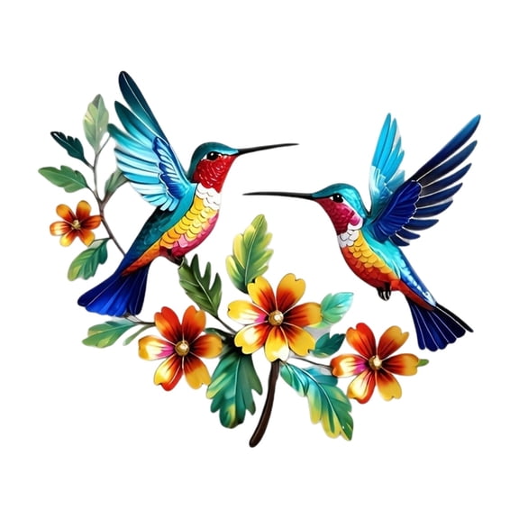 Circular Metal Wall Art Bird Design 30x20cm Colorful Nature Sculpture, Handcrafted Weather-Resistant, Easy Hanging, for Indoor Outdoor Garden Patio