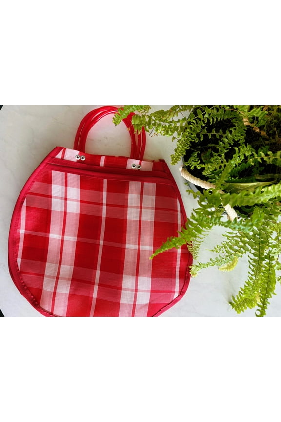Circular Mexican Plastic Bag, Tote, Purse 14x13 in | Market Mercado Gift Bag | Reusable Plastic Bag