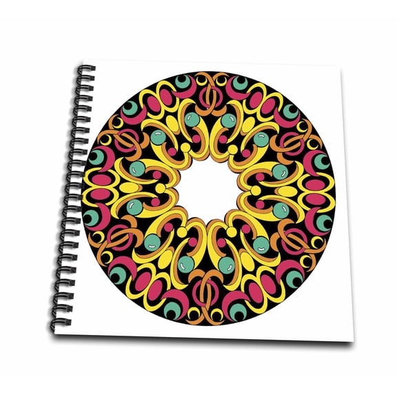 3dRose, Circular Motif in Jewel Tones, Mini Notepad 4 x 4 inch