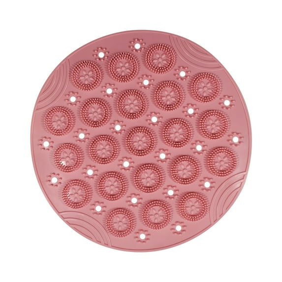 Circular Non-Slip Bath Mat for Shower & Tub | PVC Anti-Slip Floor Mat with Strong Suction Cups | 30x30cm Foot Massage Mat for Bathroom Safety & Comfort