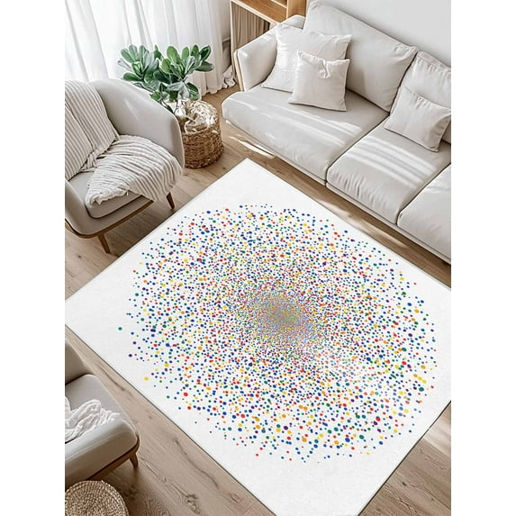 Circular Pattern Area Rug for Bedroom 5x7 Ft Colorful Wave Point Retro Texture Super Soft fuzzy Throw Rug Non-Slip Fluffy Plush Indoor Floor Carpet for Living Room Nursery Home Decor
