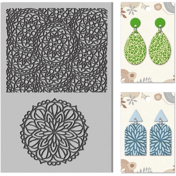 Circular Pattern Background Clay Texture Mat Clay Modeling Pattern Pad Retro Mandala Floral Pattern Texture Sheets