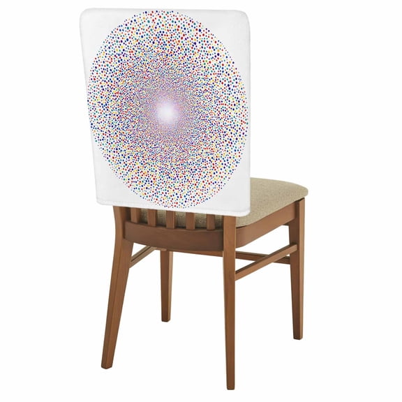 Circular Pattern Chair Back Covers Set of 1, Retro Wave Point Colorful Texture Stretch Dining Chair Back Slipcovers Removable Seat Cover for Kitchen Restaurant Hotel Cafe