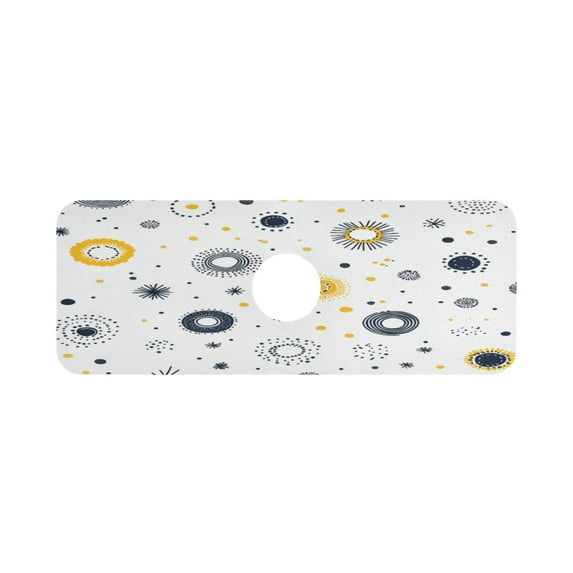 Circular Pattern Design Single Compact Faucet Drying Pad 14.7x5.4in Absorbent Mat for Small Sinks, Vanity Countertops