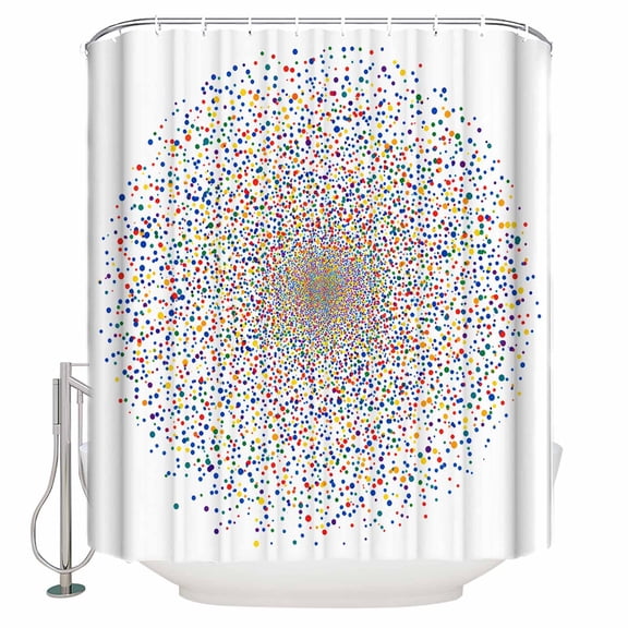 Circular Pattern Shower Curtain, 36" x 72", Colorful Wave Point Retro Texture Waterproof Bathroom Curtain Washable Shower Curtain Set with 12 Hooks