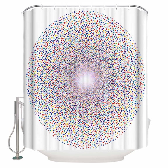 Circular Pattern Shower Curtain, 36" x 72", Retro Wave Point Colorful Texture Waterproof Bathroom Curtain Washable Shower Curtain Set with 12 Hooks