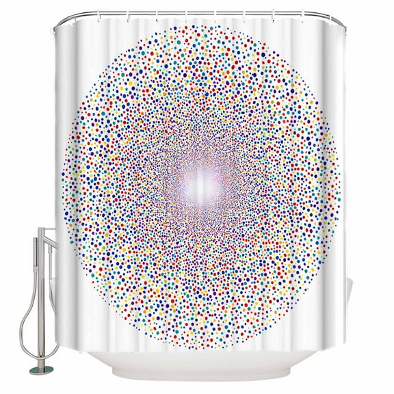 Circular Pattern Shower Curtain, 72" x 72", Retro Wave Point Colorful Texture Waterproof Bathroom Curtain Washable Shower Curtain Set with 12 Hooks