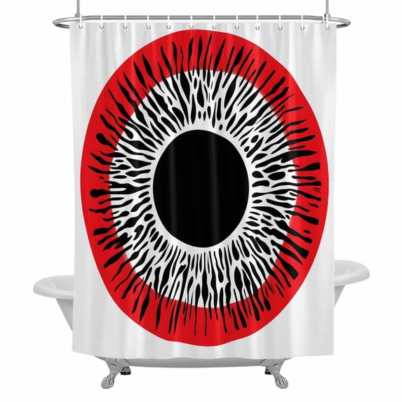 Circular Pattern Shower Curtain for Bathroom, Vintage Red Leopard Texture Waterproof Cloth Fabric Bathroom Accessories Set with 12 Rust Proof Plastic Hooks, 60"x72"