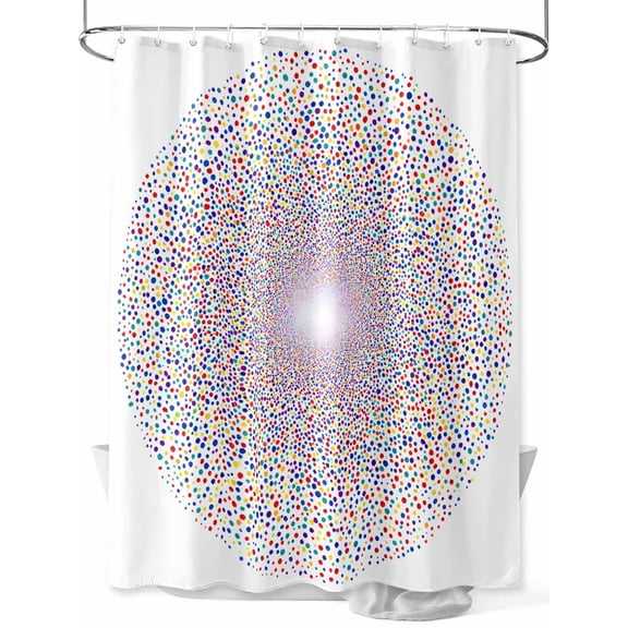 Circular Pattern Shower Curtain, Retro Wave Point Colorful Texture Waterproof Shower Curtain Set with 12 Hooks Lightweight Washable Fabric Shower Curtains for Bathroom 72x84 Inches