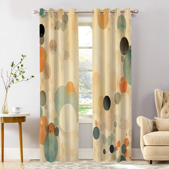 Circular Patterns Blackout Window Curtains, Soft Colored Abstract Thermal Insulated Curtains Grommet Top Window Drapes for Living Room, Bedroom 53"W x 84"L (Pack of 2)