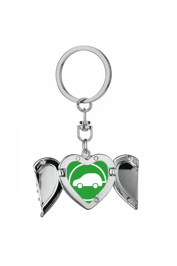 Circular Plug Energy Vehicles Protect Environment Heart Angel Wing Key Chain Holder