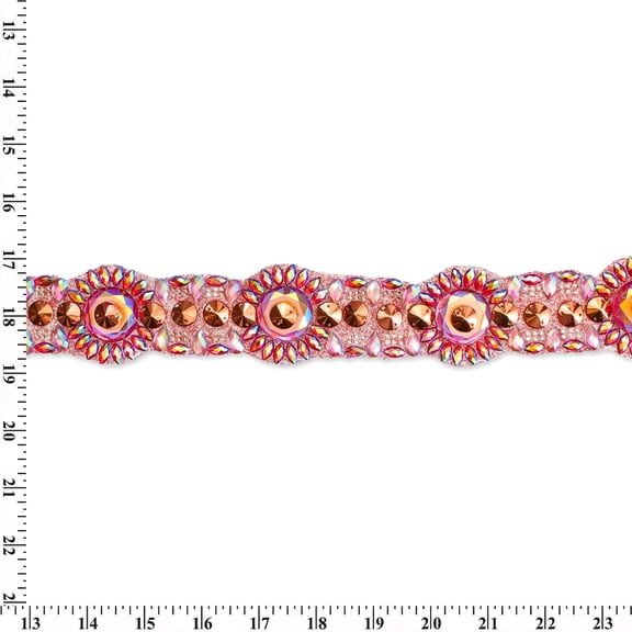 Circular Resin Rhinestone Iron On Gel Backed Trim Sold By The Yard