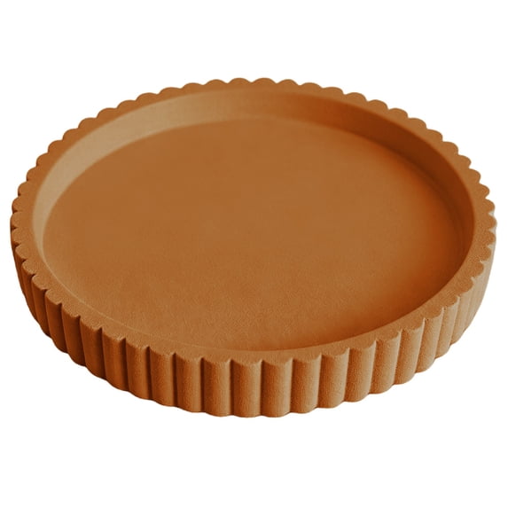 Circular Ribbed Catchall Tray, 4.9×0.7 inch Round Decorative Tray, Kitchen Island Tray, Coffee Table Tray, Small Decor Tray for Candle, Perfume, Kitchen Island Counter & Table Centerpiece, Orange