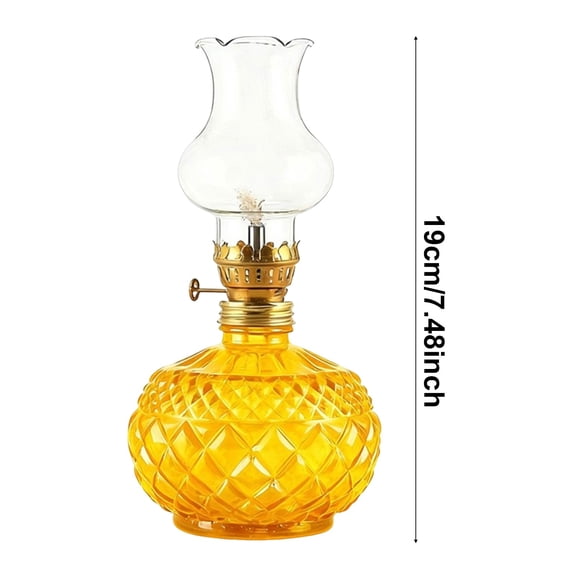 Circular Ribbed Glass Butter Oil Lamp with Eternal Flame Design for Meditation Space Home Interior Decoration