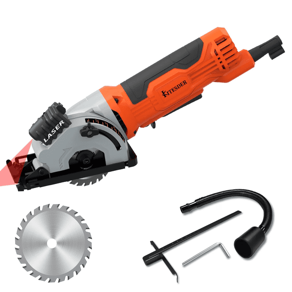 Circular Saw, 4.8A Corded Electric Saw with Laser Guide 7000RPM, Compact Hand Saw for Wood, Metal, Tile and Plastic Cutting