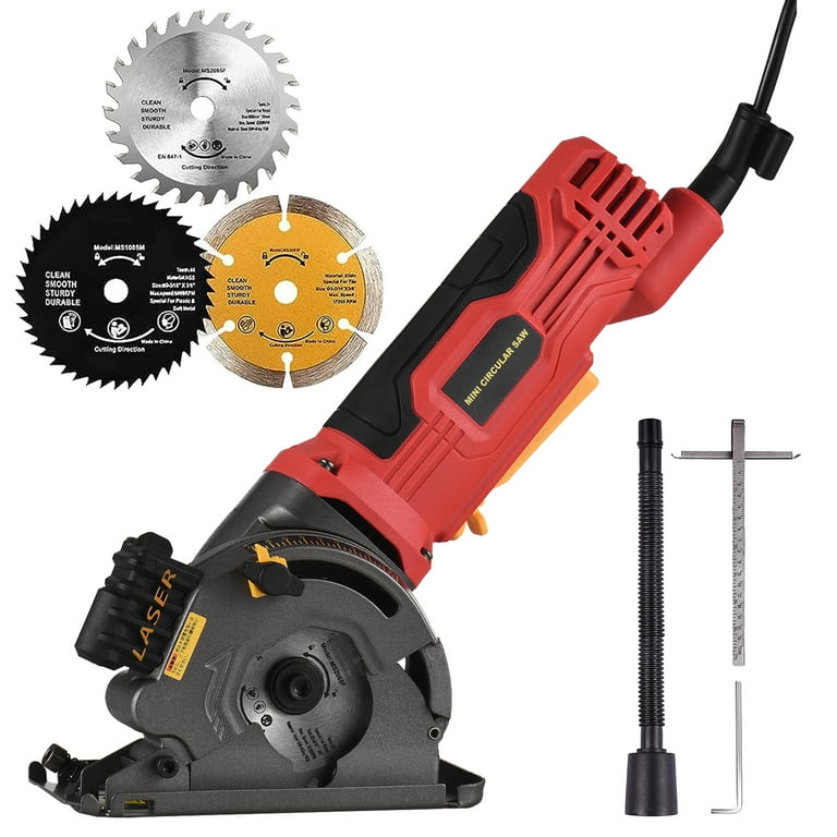 Circular Saw ANDOE 4.8A Electric Circular Saw Corded with Laser Guide 4000RPM 3 Saw Blades 3 3 8