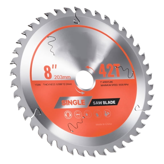 Circular Saw Blade 8 Inch, 42 Alloy Teeth, 1 Inch Arbor, Fine Wood Cutting, Heat Vents for Plywood OSB Hardwood