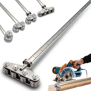 Circular Saw Positioning Caliper, Adjustable Roller Guide Tool for Accurate Woodworking Cutting Operation