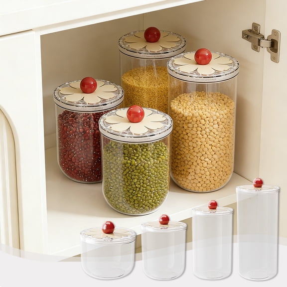 Circular Sealed Food Storage Container - Transparent Plastic Fresh-Keeping Box, Kitchen Pantry organization for Dry Goods & Snacks, Clear, JASKFLY