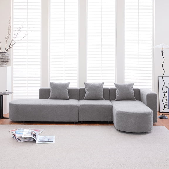 Circular Seat Boucle L-Shape Sofa / Unique Design for Living Area
