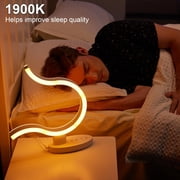 Circular Small Nightstand Lamp for Bedroom with Remote Control, Warm White Transformable Bedside Led Table Lamp for Living Room, Dimmable Table Light Ambient Touch Night Light for Desk