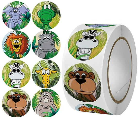 Circular Sticker Roll Cute Cartoon Animal Stickers, Self-Adhesive Sealing Stickers & Party Seals for Baking, Gift Wrapping, Crafts, and Holiday Packaging Decor