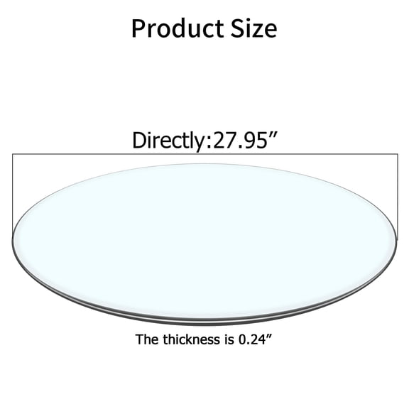Circular Tempered Glass Table Top with Scratch Resistance Transparent