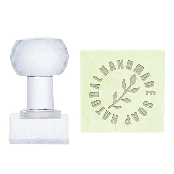 Circular Text Soap Stamp Leaf Soap Embossing Stamp with Handle Clear Acrylic Soap Stamps Personalized Square StampDIY