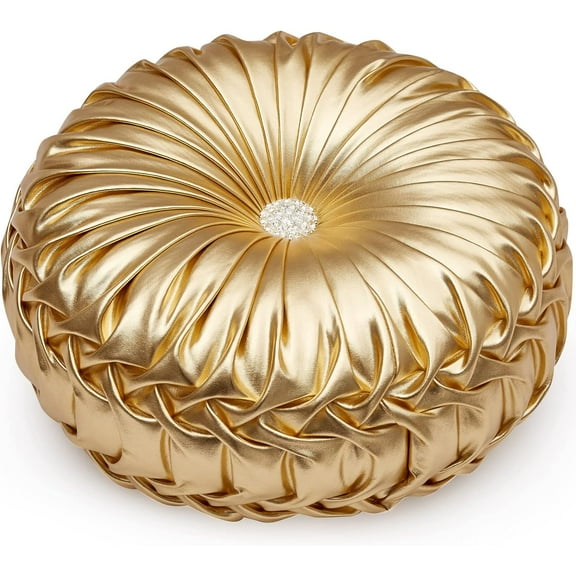 Circular Throw Pillows Pumpkin Pleated Handmade Metallic for Home Decor Bedroom Living Room Couch Bed Sofa