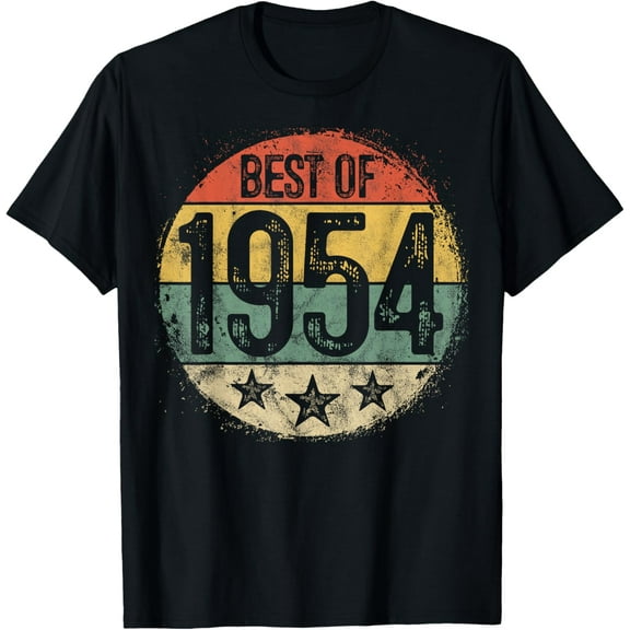 Circular Vintage Best of 1954 70 Year Old Gift 70th Birthday T-ShirtMen and women, White Black T-shirt, size: Extra large S-4XL