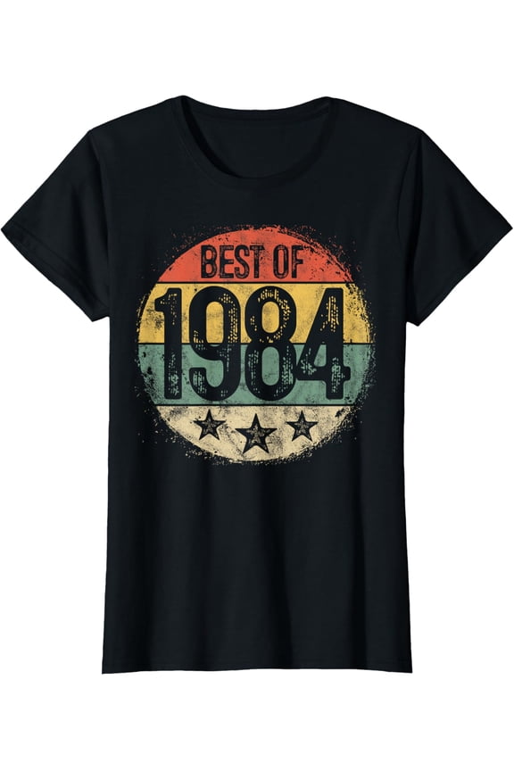 Circular Vintage Best of 1984 40 Year Old Gift 40th Birthday T-ShirtMen and women, Black T-shirt, size: Extra large S-4XL