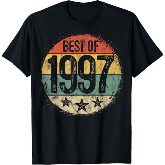 Circular Vintage Best of 1997 27 Year Old Gift 27th Birthday T-ShirtMen and women, Black T-shirt, size: Extra large